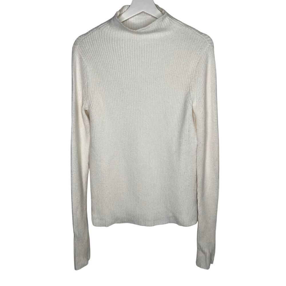 Rachel Parcell RP White Ribbed Mock Neck Sweater Women's Size XS